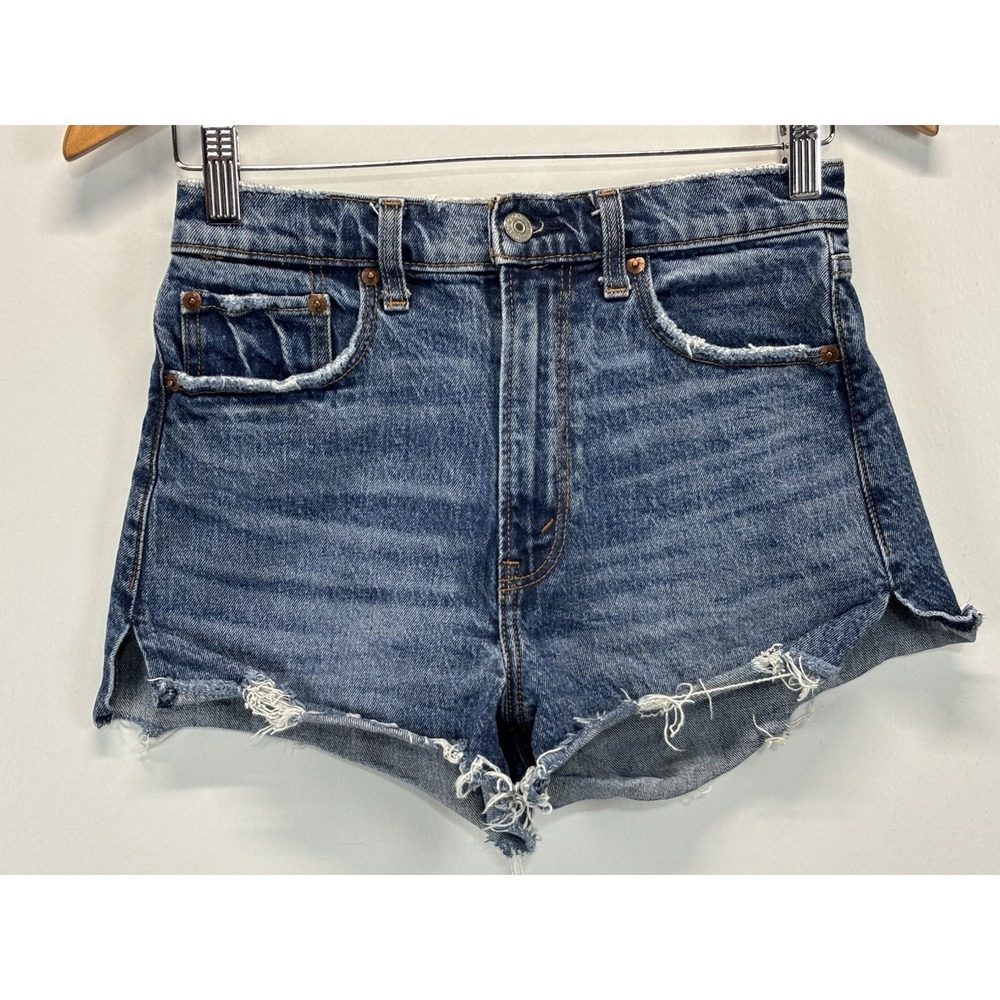 Abercrombie & Fitch The Mom Short High Rise Distressed Denim Womens Size 25/0